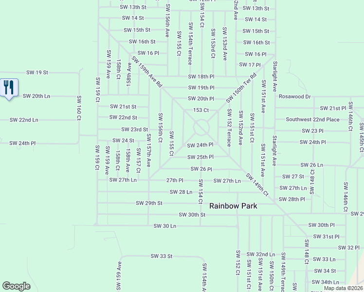 map of restaurants, bars, coffee shops, grocery stores, and more near Southwest 156th Ter Road in Ocala