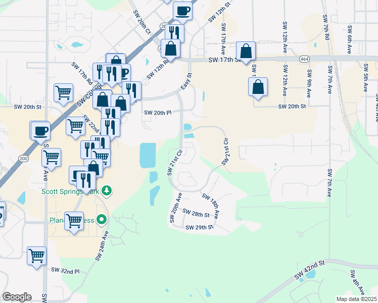 map of restaurants, bars, coffee shops, grocery stores, and more near 2403 Southwest 20th Terrace in Ocala