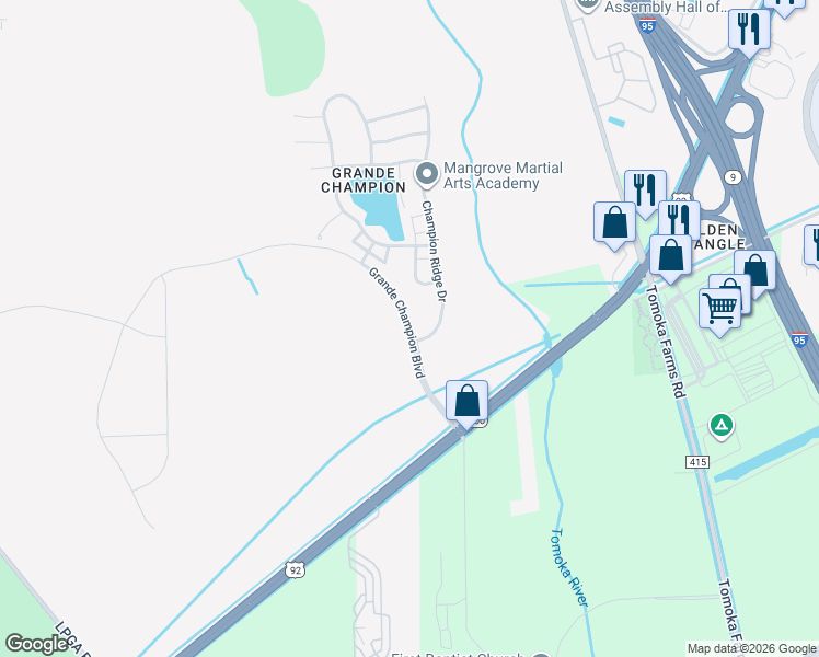map of restaurants, bars, coffee shops, grocery stores, and more near Gene Daniels Road in Daytona Beach