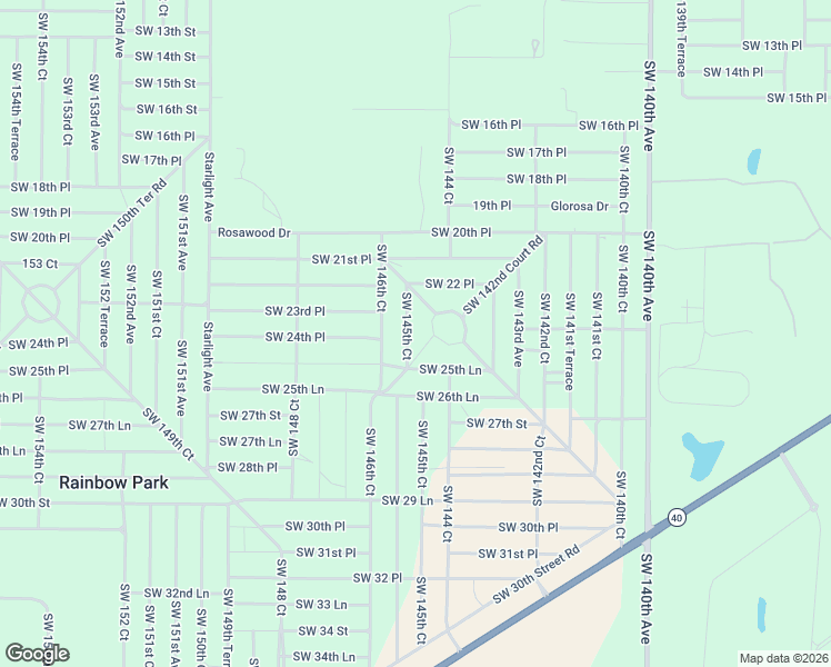 map of restaurants, bars, coffee shops, grocery stores, and more near Southwest 146th Avenue Road in Ocala