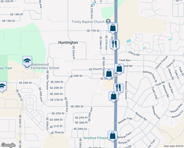 map of restaurants, bars, coffee shops, grocery stores, and more near 2095 Southeast 55th Avenue in Ocala