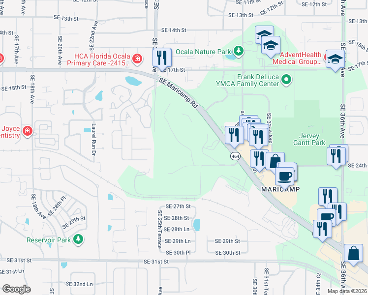 map of restaurants, bars, coffee shops, grocery stores, and more near 2700 Southeast Maricamp Road in Ocala