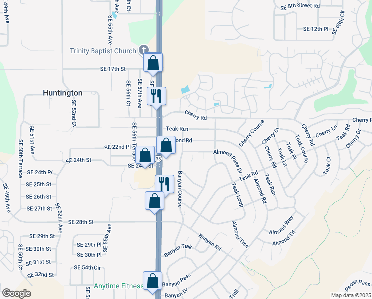 map of restaurants, bars, coffee shops, grocery stores, and more near 1 Almond Pass Drive in Ocala
