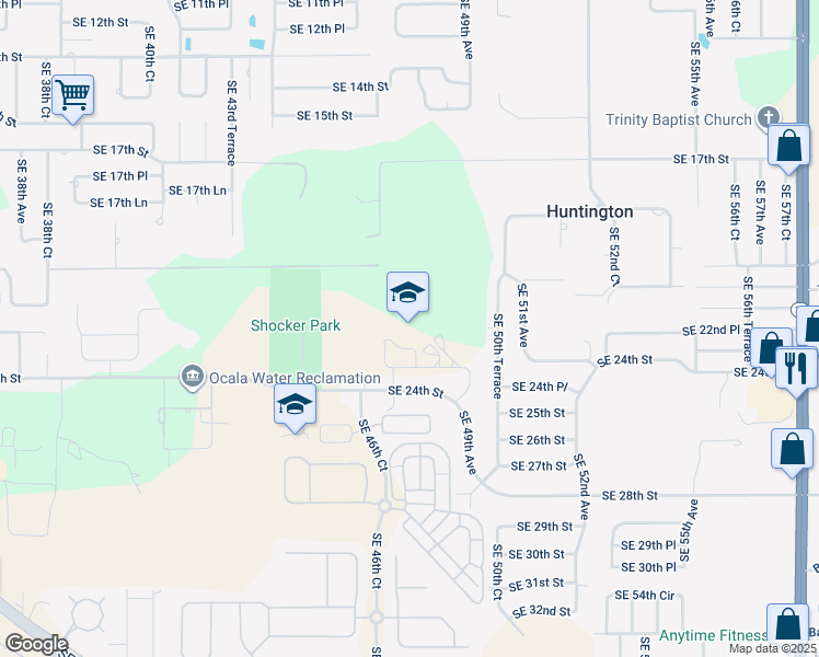 map of restaurants, bars, coffee shops, grocery stores, and more near 4751 Southeast 24th Street in Ocala