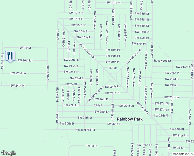 map of restaurants, bars, coffee shops, grocery stores, and more near Southwest 155th Court in Ocala