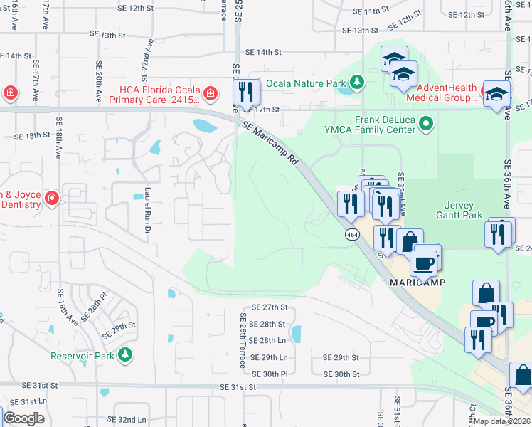 map of restaurants, bars, coffee shops, grocery stores, and more near 2700 Southeast Maricamp Road in Ocala