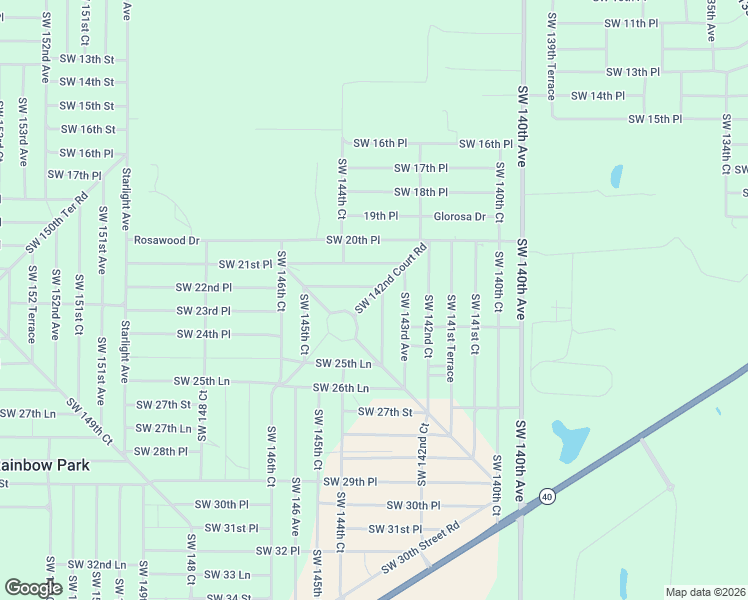 map of restaurants, bars, coffee shops, grocery stores, and more near 2385 Southwest 143rd Court in Ocala