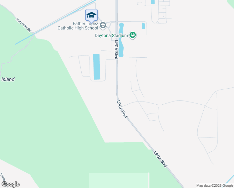 map of restaurants, bars, coffee shops, grocery stores, and more near 3879 LPGA Boulevard in Daytona Beach