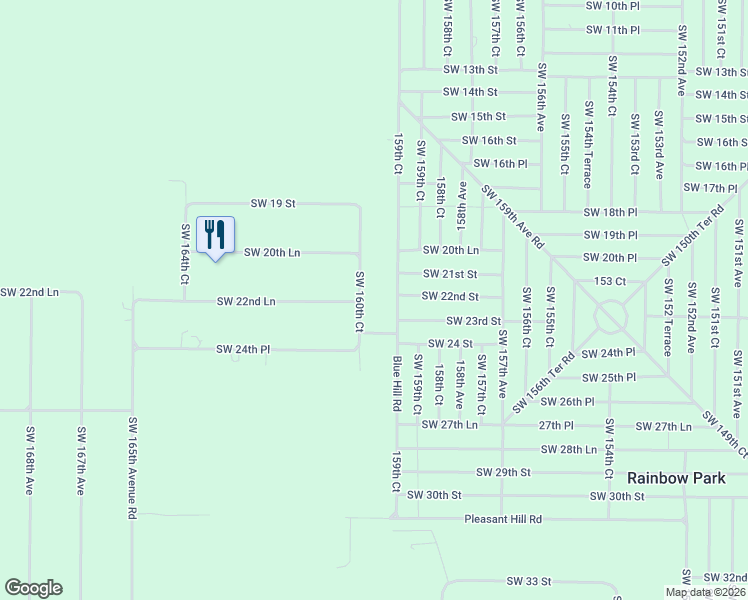 map of restaurants, bars, coffee shops, grocery stores, and more near 2253 Southwest 160th Court in Ocala