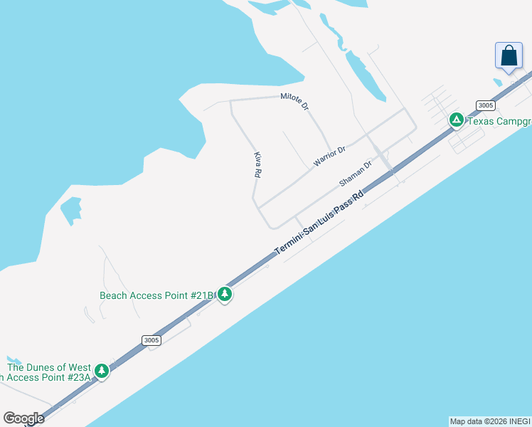 map of restaurants, bars, coffee shops, grocery stores, and more near 18809 Warrior Drive in Galveston