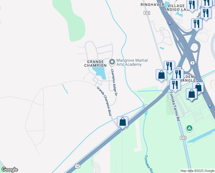 map of restaurants, bars, coffee shops, grocery stores, and more near 149 Aston Grande Drive in Daytona Beach