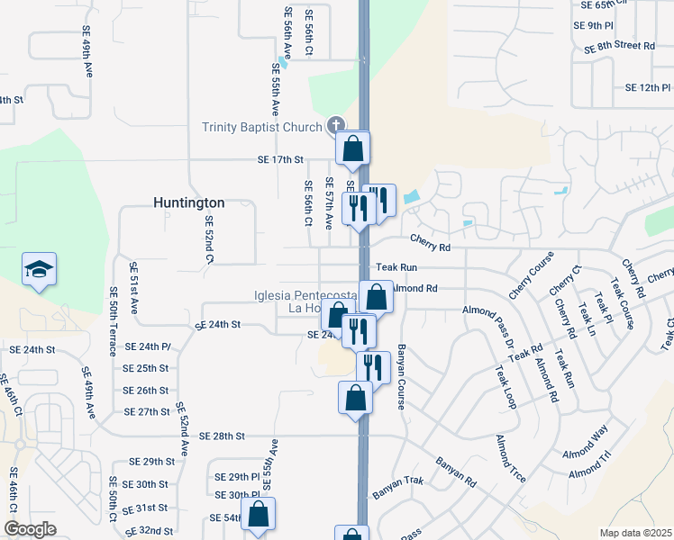 map of restaurants, bars, coffee shops, grocery stores, and more near 5741 Southeast 21st Lane in Ocala