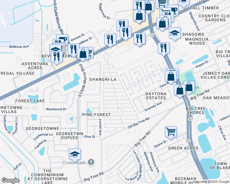 map of restaurants, bars, coffee shops, grocery stores, and more near 1274 Constitution Drive in Daytona Beach
