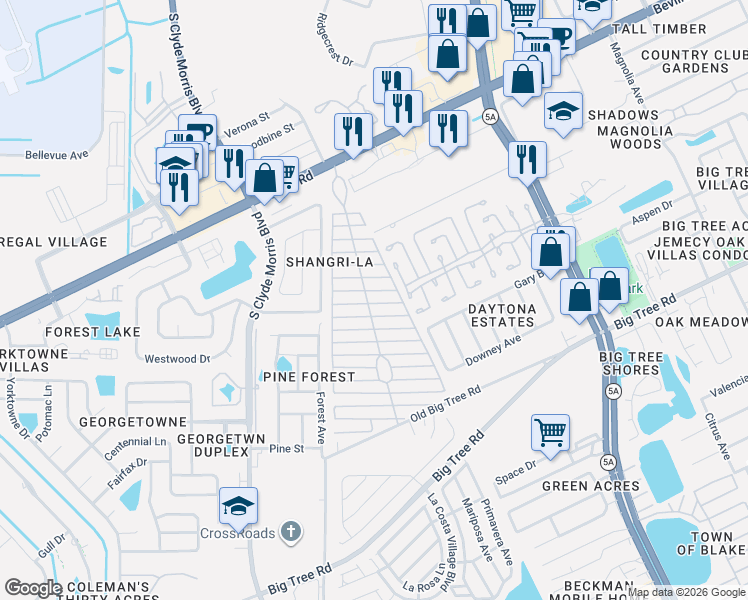 map of restaurants, bars, coffee shops, grocery stores, and more near 1250-1274 Constitution Drive in Daytona Beach