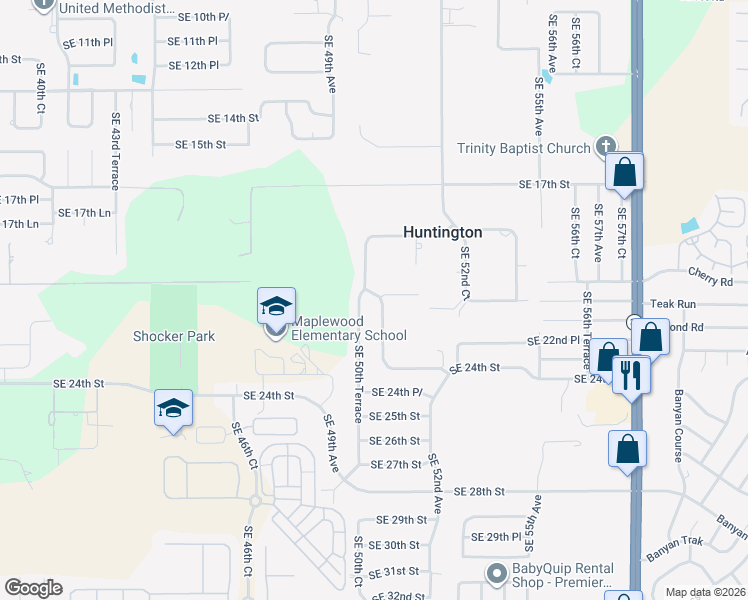 map of restaurants, bars, coffee shops, grocery stores, and more near 2070 Southeast 51st Avenue in Ocala