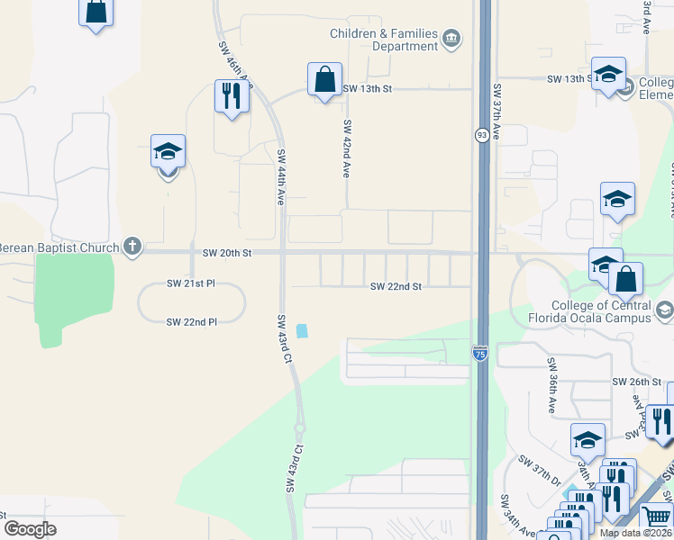 map of restaurants, bars, coffee shops, grocery stores, and more near 2101 Southwest 42nd Court in Ocala