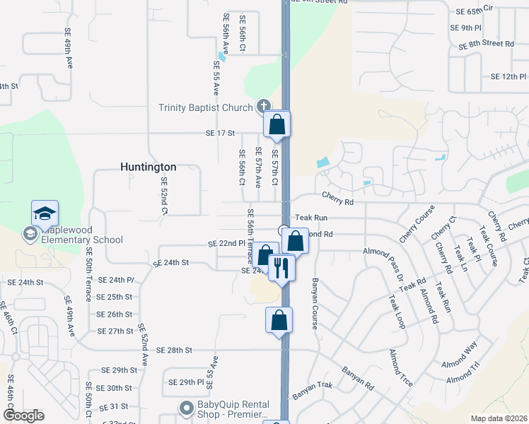 map of restaurants, bars, coffee shops, grocery stores, and more near 5741 Southeast 21st Lane in Ocala