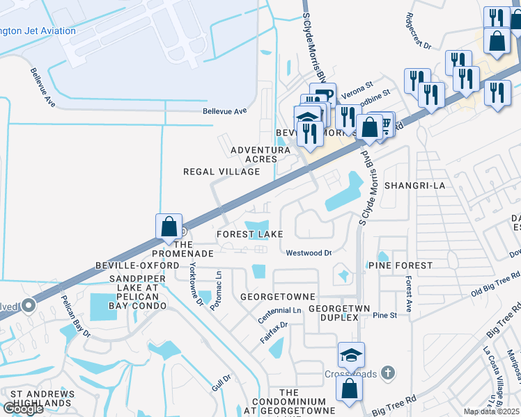 map of restaurants, bars, coffee shops, grocery stores, and more near 132 Forest Lake Boulevard in Daytona Beach