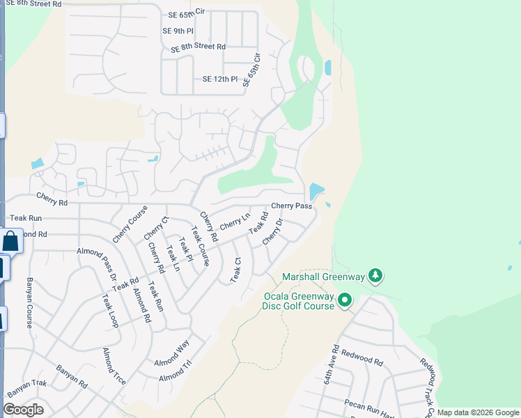 map of restaurants, bars, coffee shops, grocery stores, and more near 113 Teak Road in Ocala