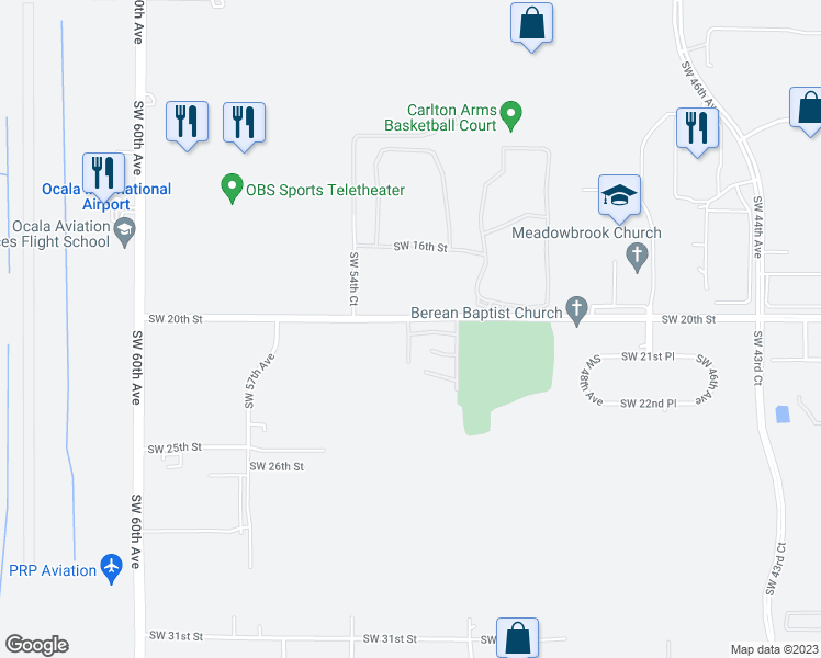 map of restaurants, bars, coffee shops, grocery stores, and more near 5295 Southwest 21st Place in Ocala