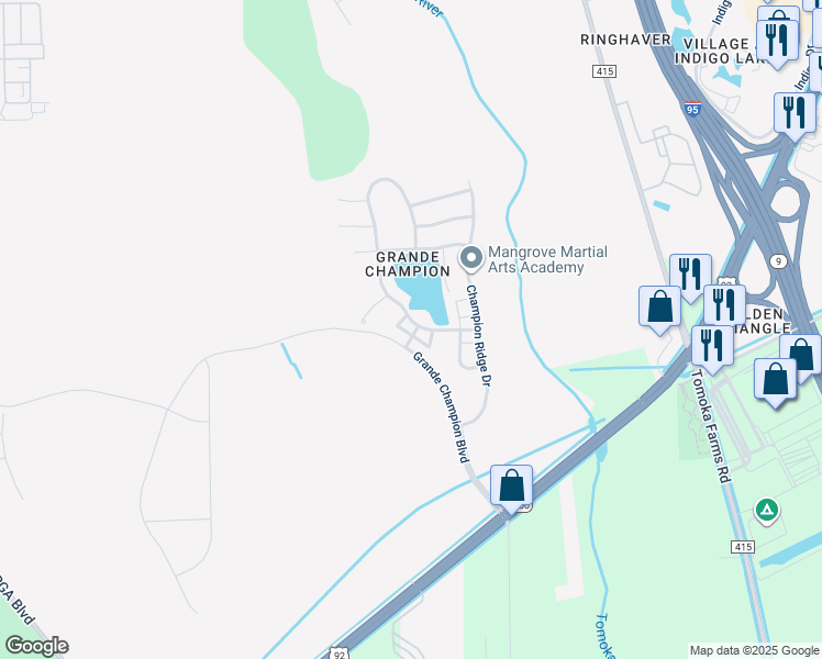 map of restaurants, bars, coffee shops, grocery stores, and more near 200 Wentworth Grande Drive in Daytona Beach