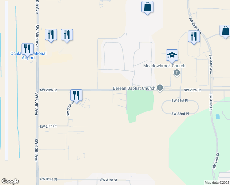 map of restaurants, bars, coffee shops, grocery stores, and more near 5287 Southwest 21st Place in Ocala