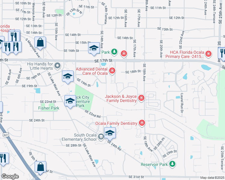 map of restaurants, bars, coffee shops, grocery stores, and more near 1941 Southeast 14th Avenue in Ocala