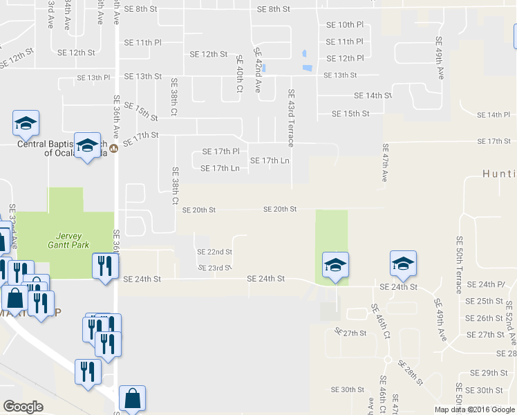 map of restaurants, bars, coffee shops, grocery stores, and more near 4171 Southeast 20th Street in Ocala