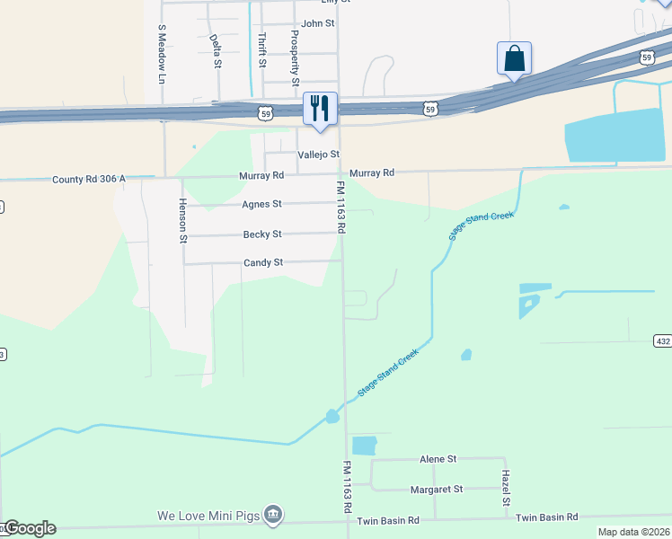 map of restaurants, bars, coffee shops, grocery stores, and more near 1862 FM 1163 Road in El Campo