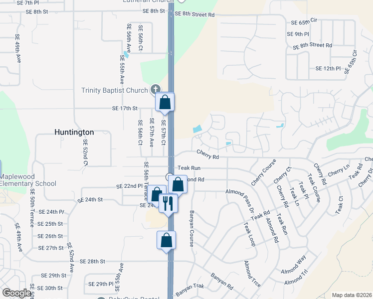 map of restaurants, bars, coffee shops, grocery stores, and more near 1901 Southeast 58th Avenue in Ocala