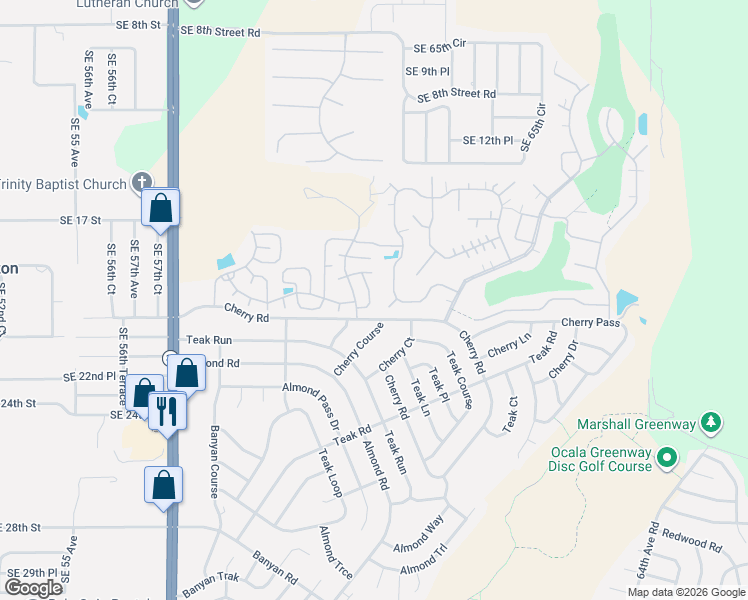 map of restaurants, bars, coffee shops, grocery stores, and more near 3337 Jasper Place in Ocala