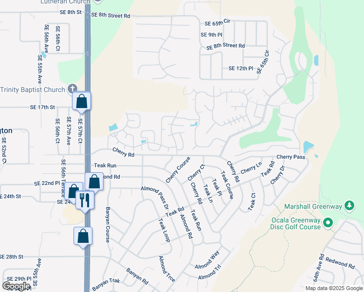 map of restaurants, bars, coffee shops, grocery stores, and more near 3337 Jasper Place in Ocala