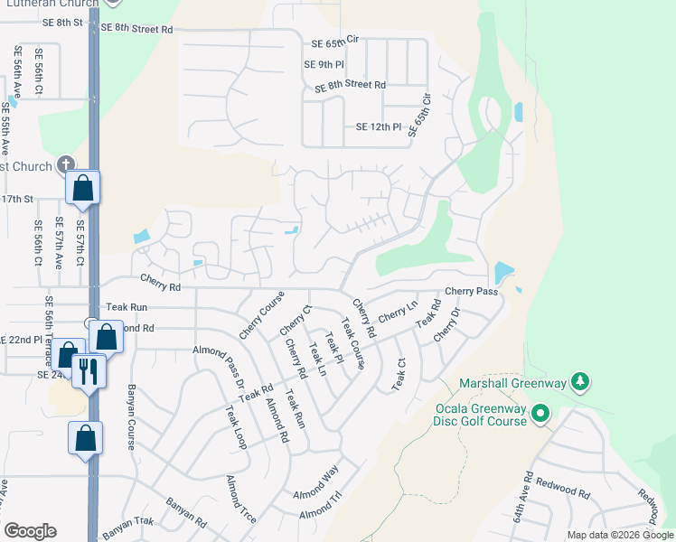 map of restaurants, bars, coffee shops, grocery stores, and more near 5068 Lakewood Drive in Ocala