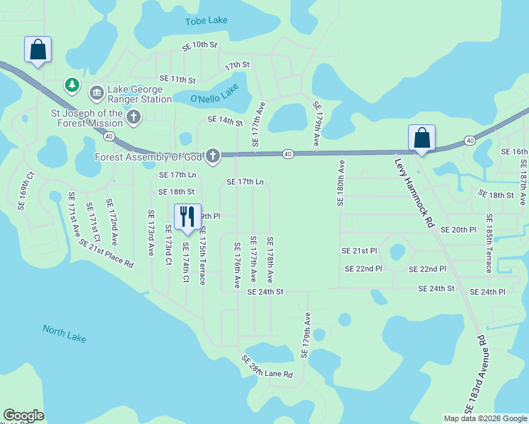map of restaurants, bars, coffee shops, grocery stores, and more near 1860 Southeast 178th Avenue in Silver Springs