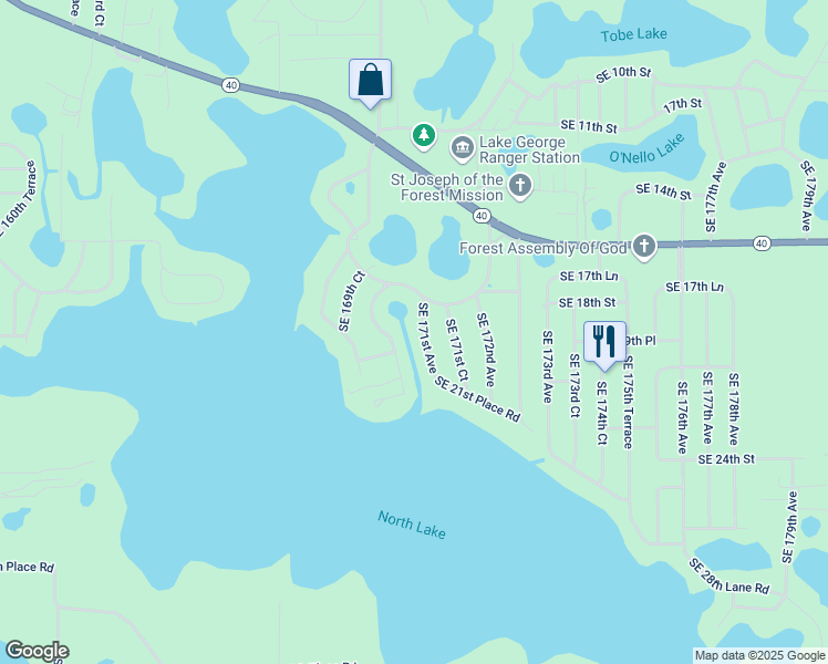 map of restaurants, bars, coffee shops, grocery stores, and more near 1988 Southeast 171st Avenue in Silver Springs