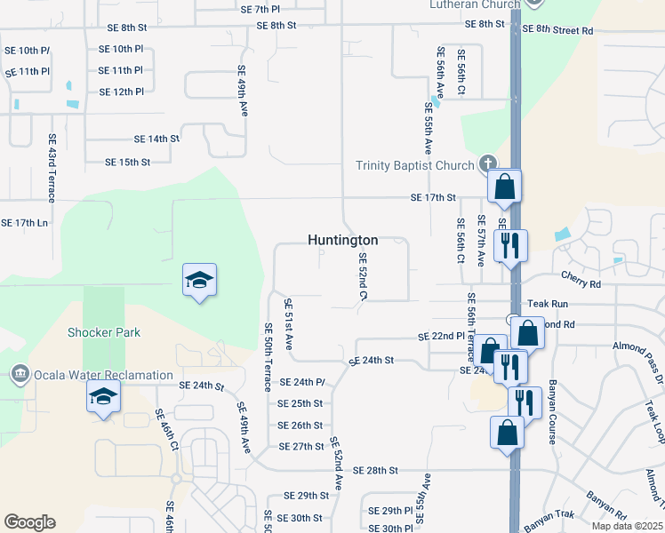 map of restaurants, bars, coffee shops, grocery stores, and more near 2001 Southeast 51st Terrace in Ocala