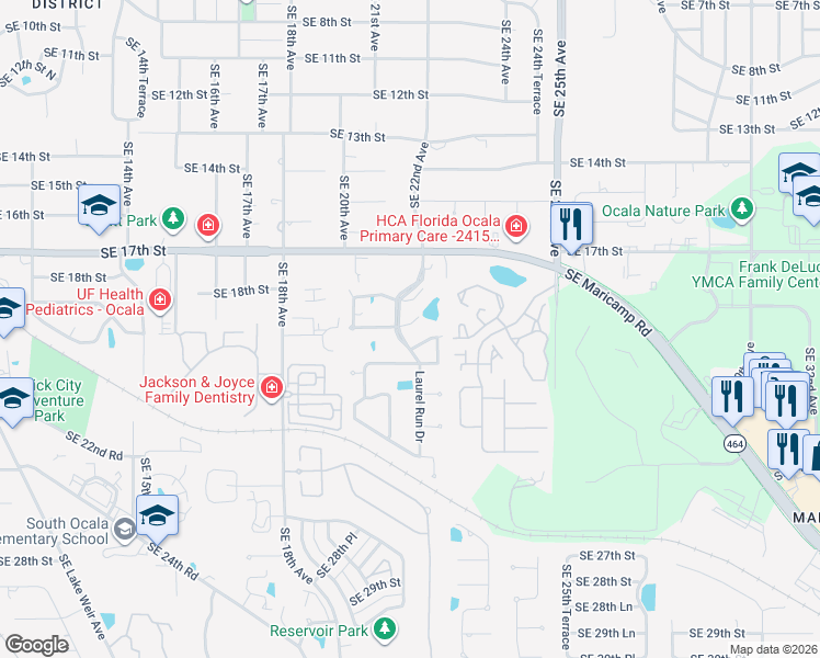 map of restaurants, bars, coffee shops, grocery stores, and more near 1870 Southeast Clatter Bridge Road in Ocala