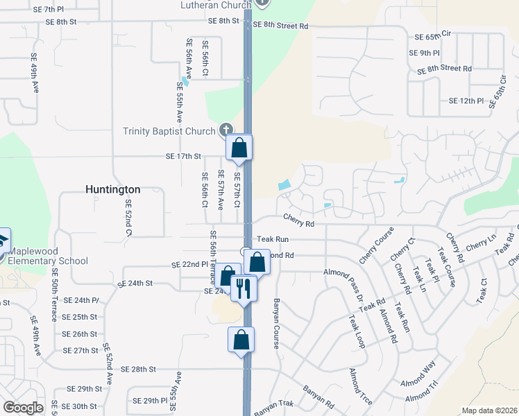 map of restaurants, bars, coffee shops, grocery stores, and more near 1901 Southeast 58th Avenue in Ocala