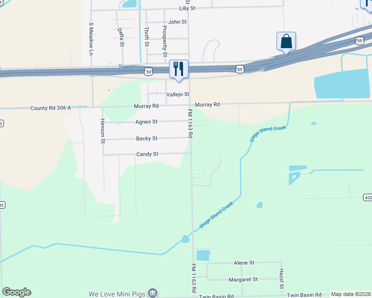map of restaurants, bars, coffee shops, grocery stores, and more near 1862 FM 1163 Road in El Campo