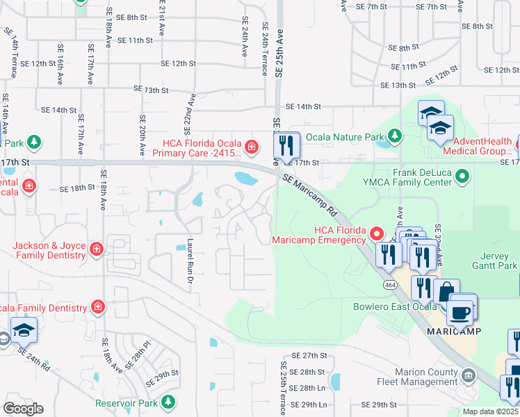 map of restaurants, bars, coffee shops, grocery stores, and more near 2456 Southeast 18th Circle in Ocala