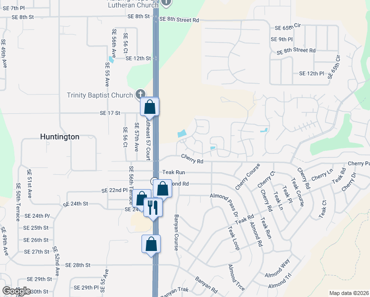 map of restaurants, bars, coffee shops, grocery stores, and more near 5928 Southeast 20th Street in Ocala
