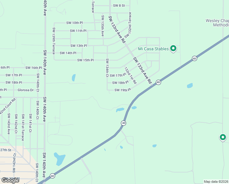 map of restaurants, bars, coffee shops, grocery stores, and more near 13440 Southwest 19th Place in Ocala