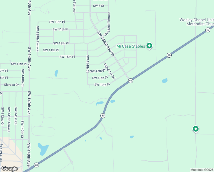 map of restaurants, bars, coffee shops, grocery stores, and more near 13440 Southwest 19th Place in Ocala