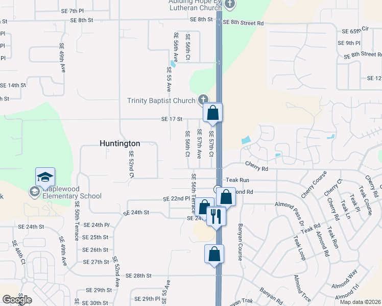 map of restaurants, bars, coffee shops, grocery stores, and more near 1901 Southeast 56th Court in Ocala