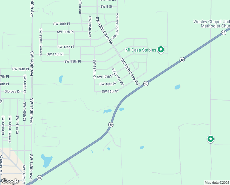 map of restaurants, bars, coffee shops, grocery stores, and more near 13440 Southwest 19th Place in Ocala