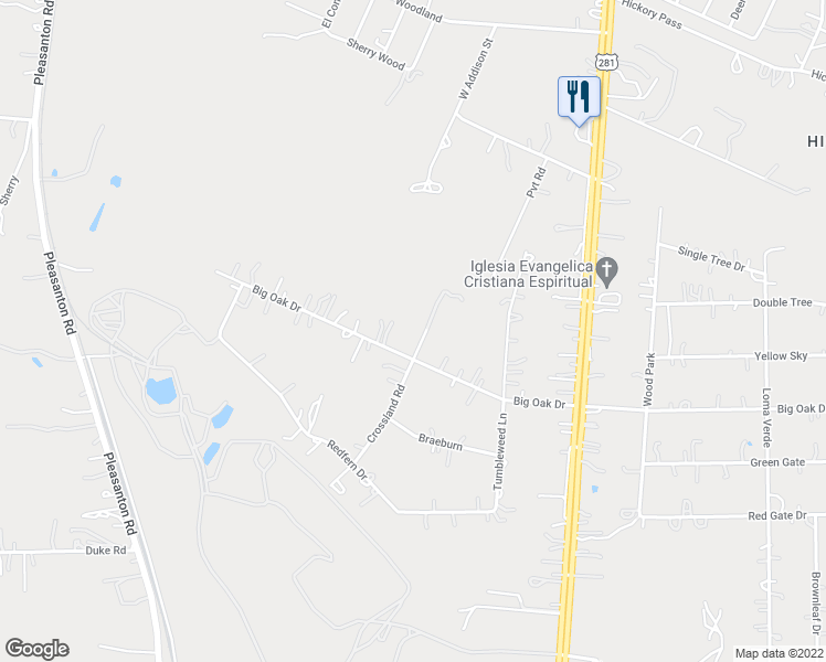 map of restaurants, bars, coffee shops, grocery stores, and more near 23895 Crossland Road in San Antonio