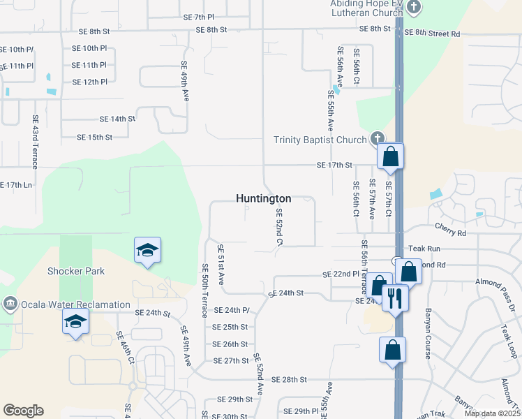 map of restaurants, bars, coffee shops, grocery stores, and more near 2001 Southeast 51st Terrace in Ocala