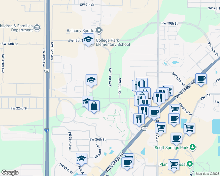 map of restaurants, bars, coffee shops, grocery stores, and more near in Ocala