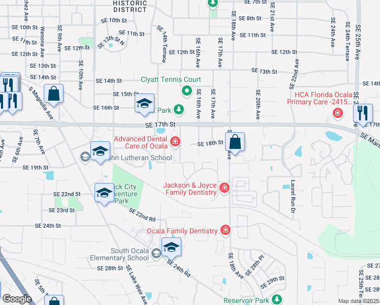 map of restaurants, bars, coffee shops, grocery stores, and more near 1810 SE 16th Ave in Ocala