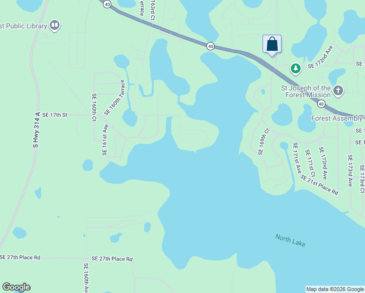 map of restaurants, bars, coffee shops, grocery stores, and more near 1726 Southeast 164th Circle in Ocklawaha